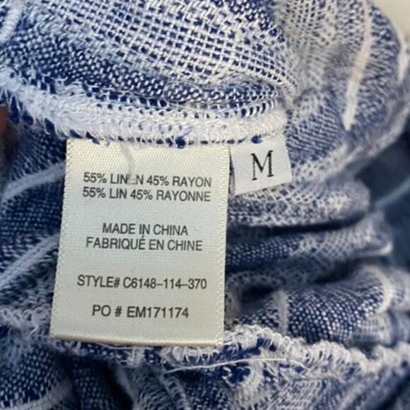 Anthropologie Cloth & Stone Striped Linen Coastal Flowing Op[en Back Jumpsuit - Picture 11 of 14